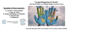 Le plurilinguisme à l’école – journée d’études – 4/12