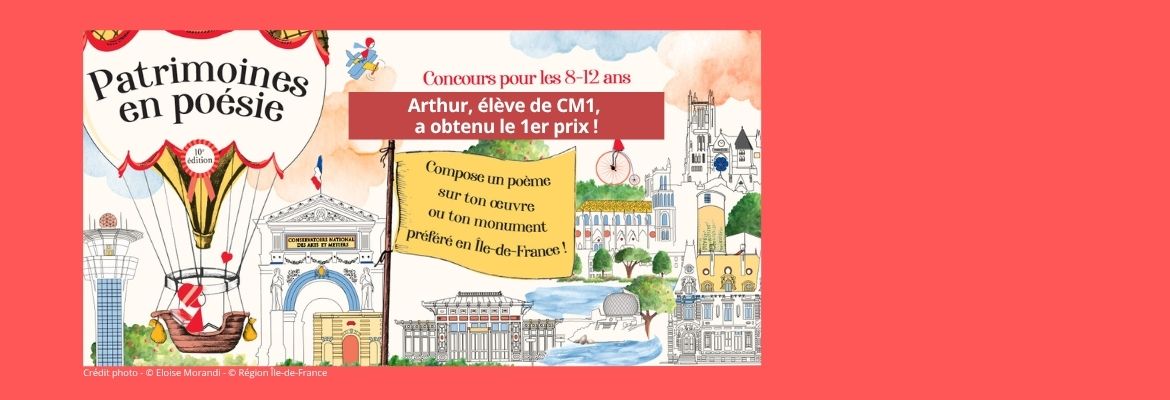 Un élève de CM1 du Collège Sévigné lauréat du concours national « Patrimoines en poésie »